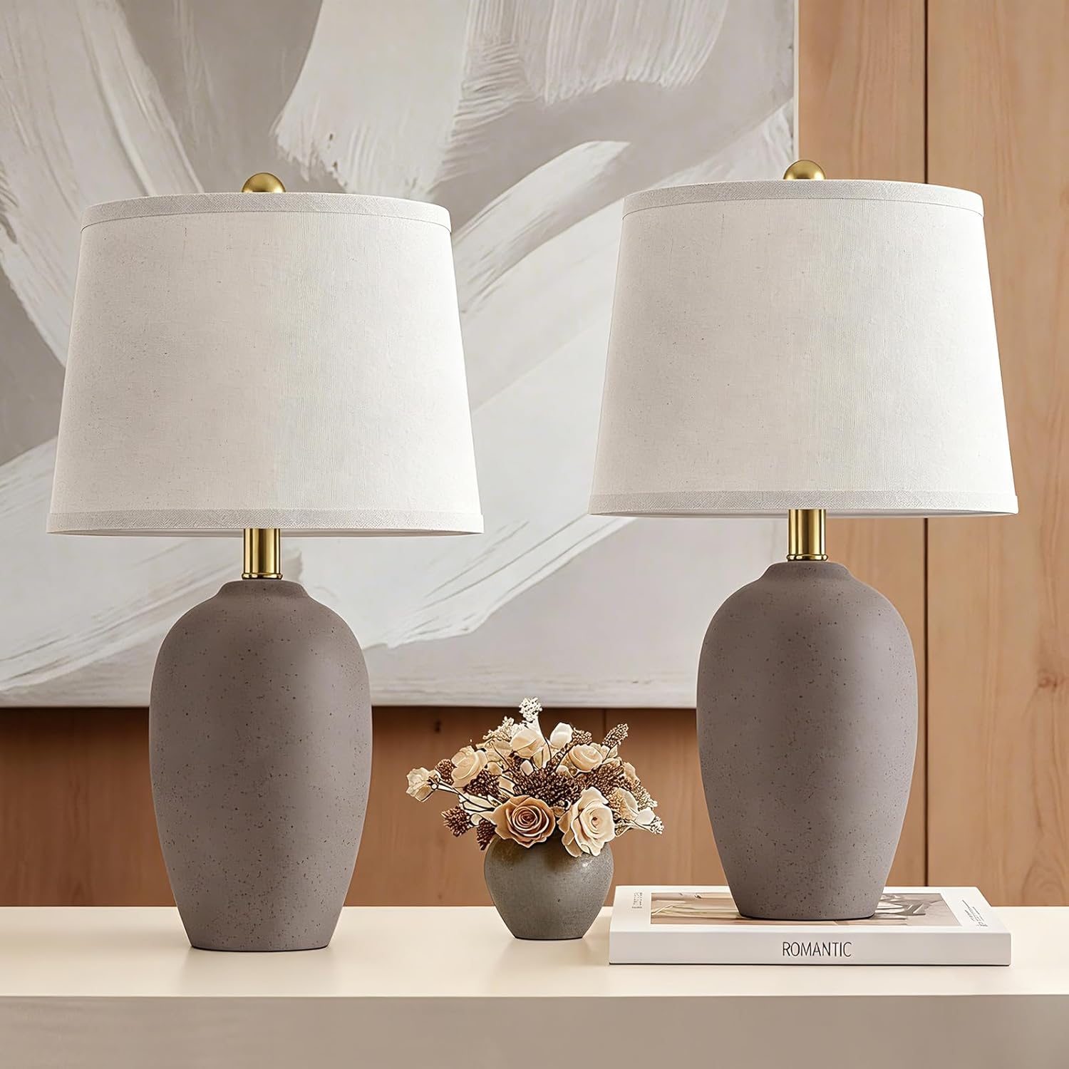 Desk Lamp Led - 21'' Set of 2 Farmhouse Ceramic
