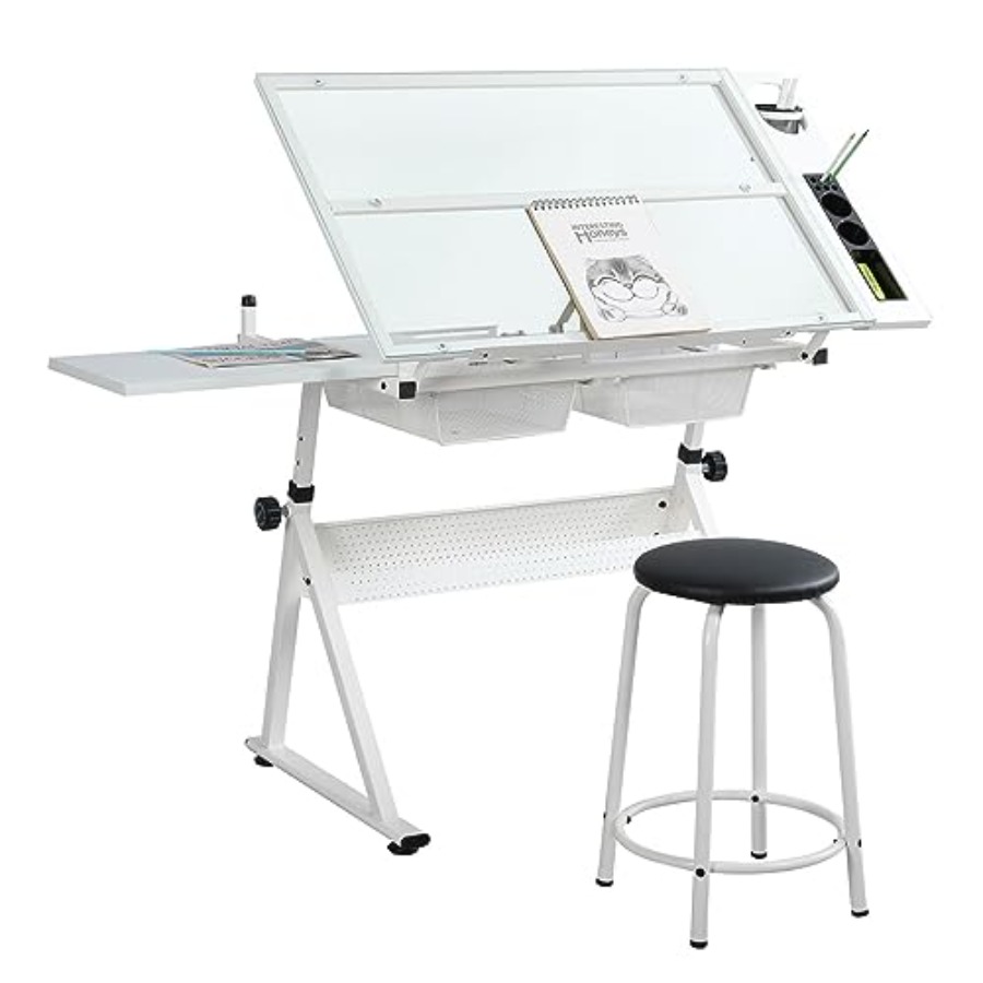 Home Office Free - Drafting Table with Stool Modern Adjustable