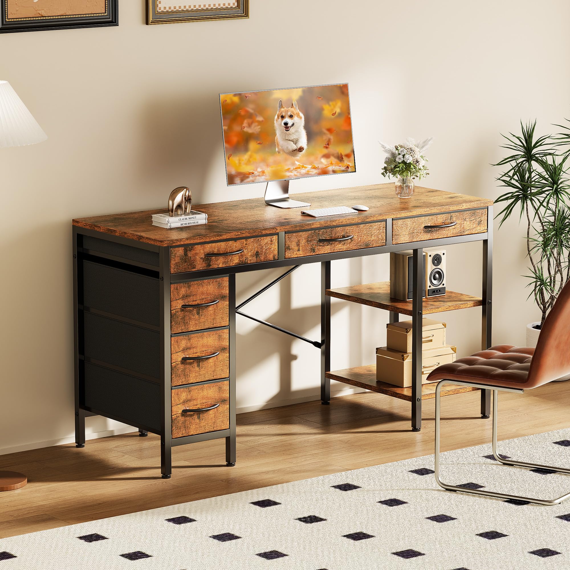 Home Office Work Table - JHK 55 Inch Computer Desk with
