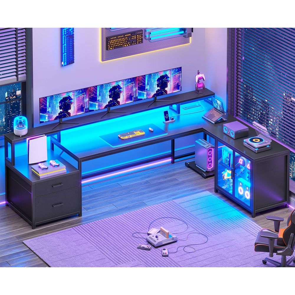 Home Office Free - 78.7 L-Shaped Gaming Desk with Drawers,
