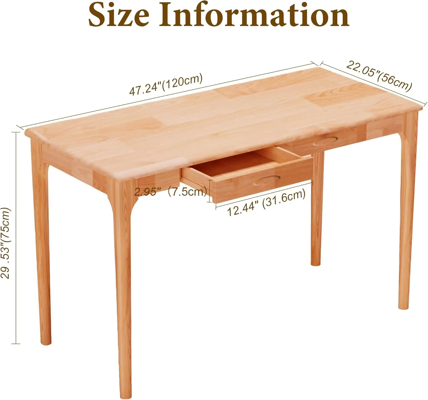 47 Inch Beech Solid Wood Desk  - Home Office Work Table avis et prix
