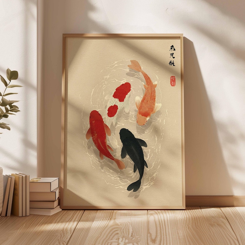 1pc Japanese Koi Fish Poster,  - Home Office Japandi avis et prix