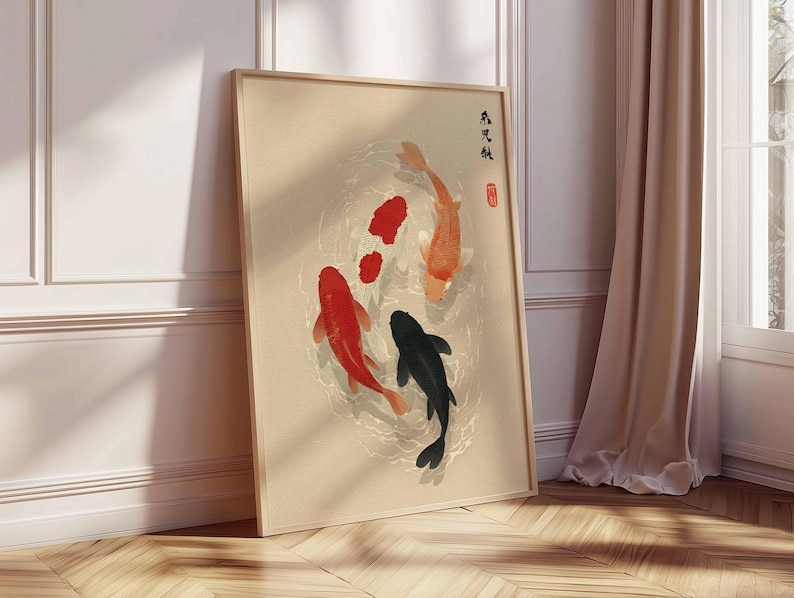 1pc Japanese Koi Fish Poster,  - Home Office Japandi avis et prix