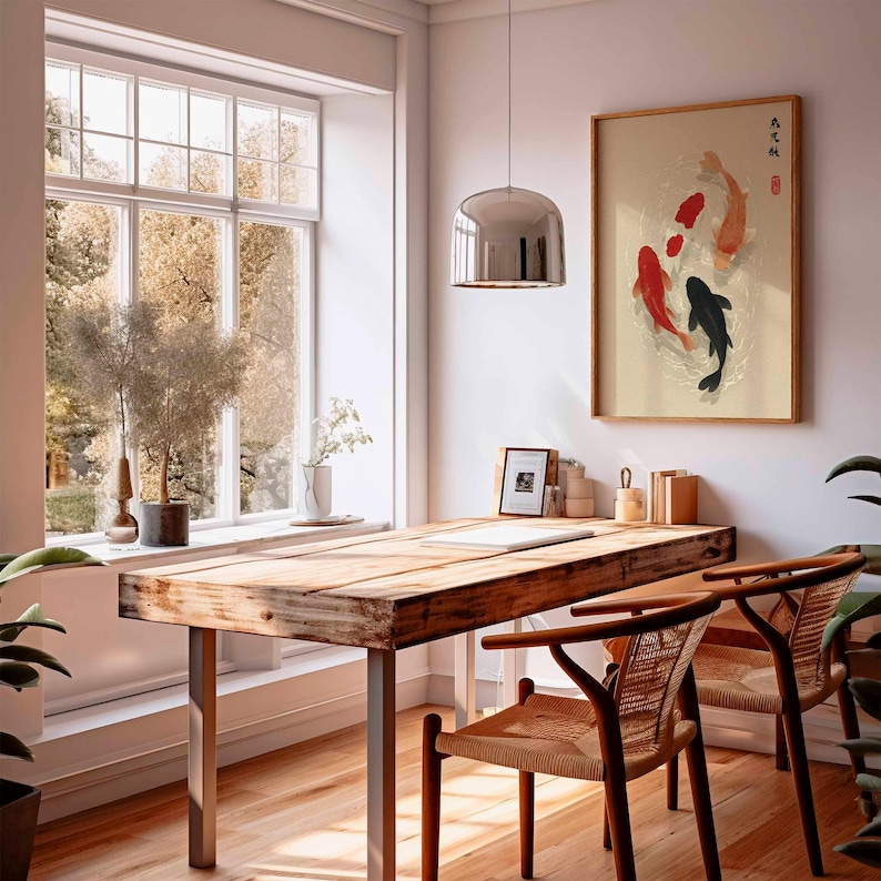 1pc Japanese Koi Fish Poster,  - Home Office Japandi avis et prix