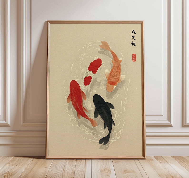 1pc Japanese Koi Fish Poster,  - Home Office Japandi avis et prix