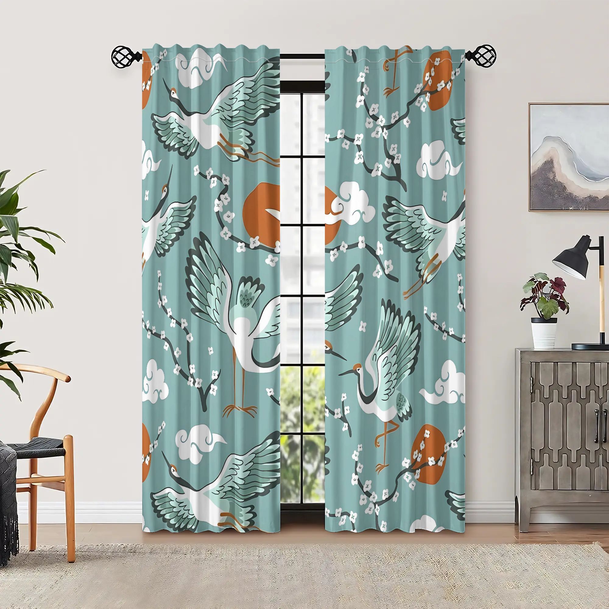 Elegant Teal Watercolor Bird C - Home Office Japandi avis et prix