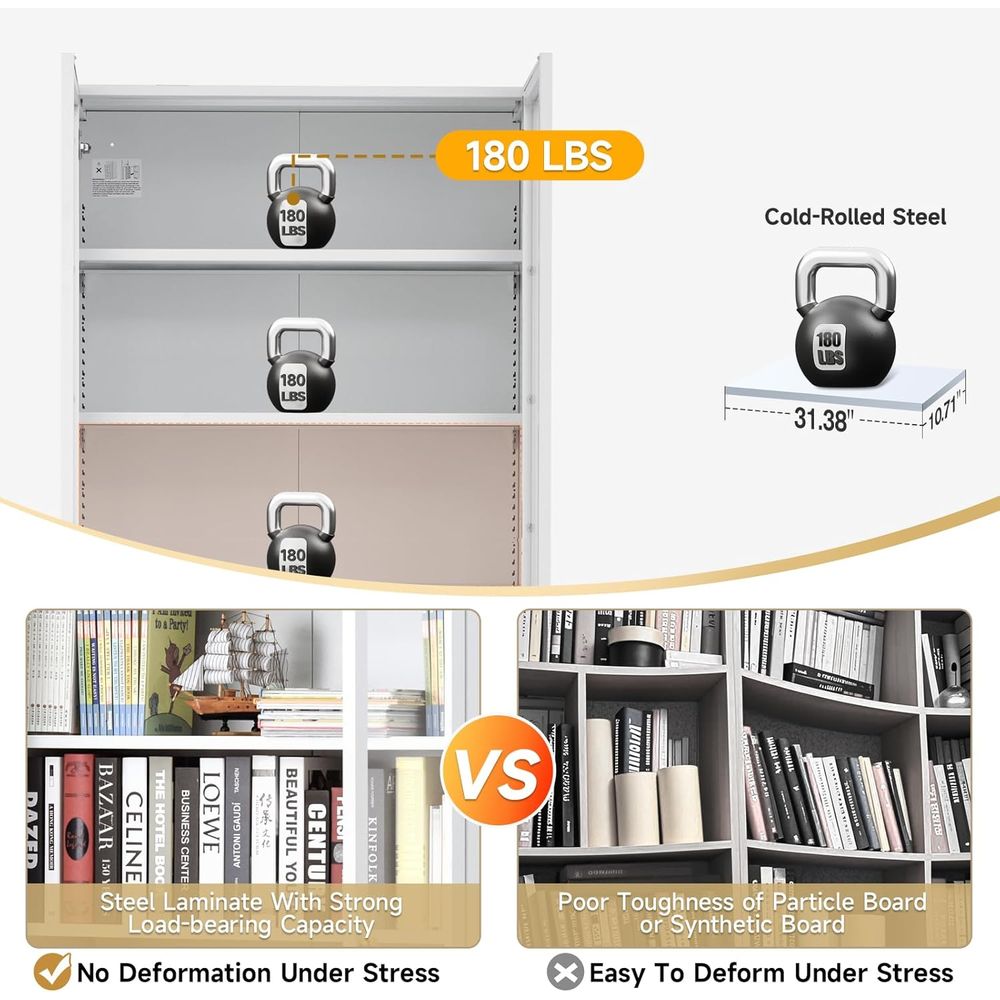 70.87 Tall Metal Bookshelf, 5- - Home Office Free avis et prix