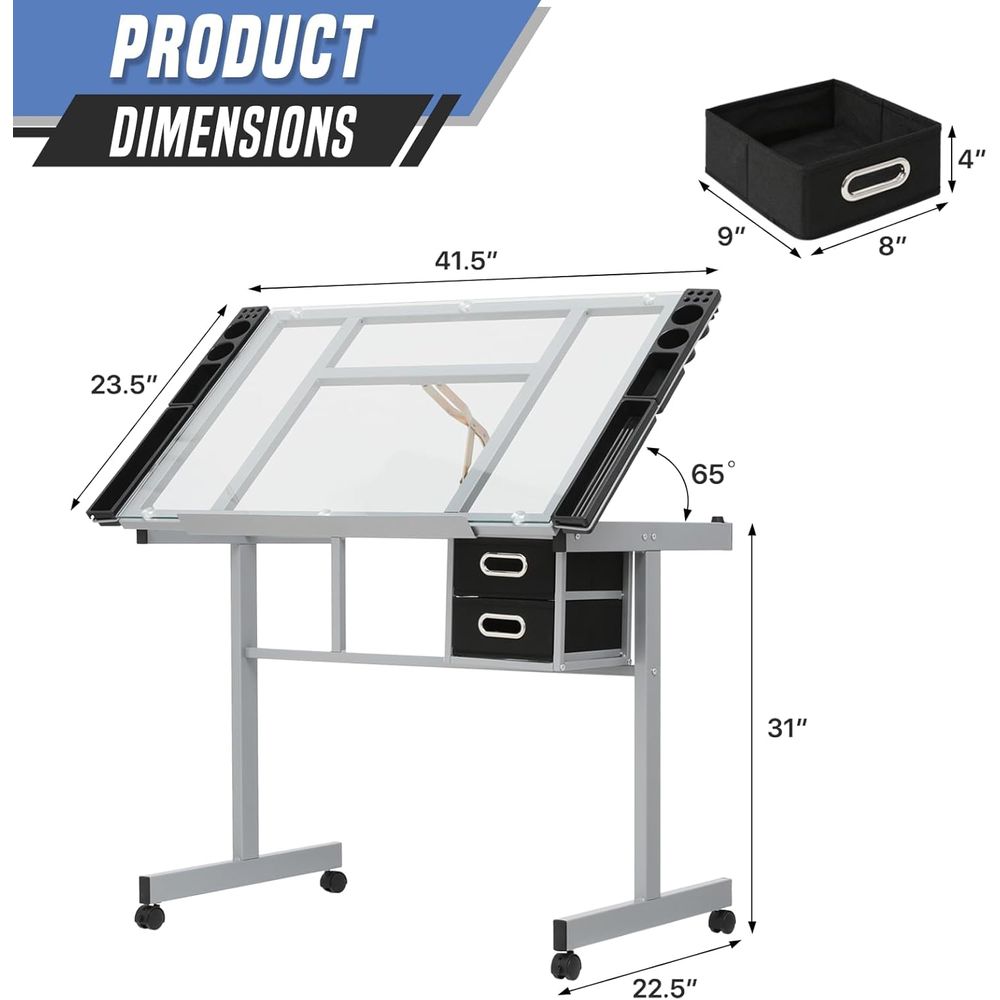 Adjustable Glass Top Dining Ta - Home Office Free avis et prix