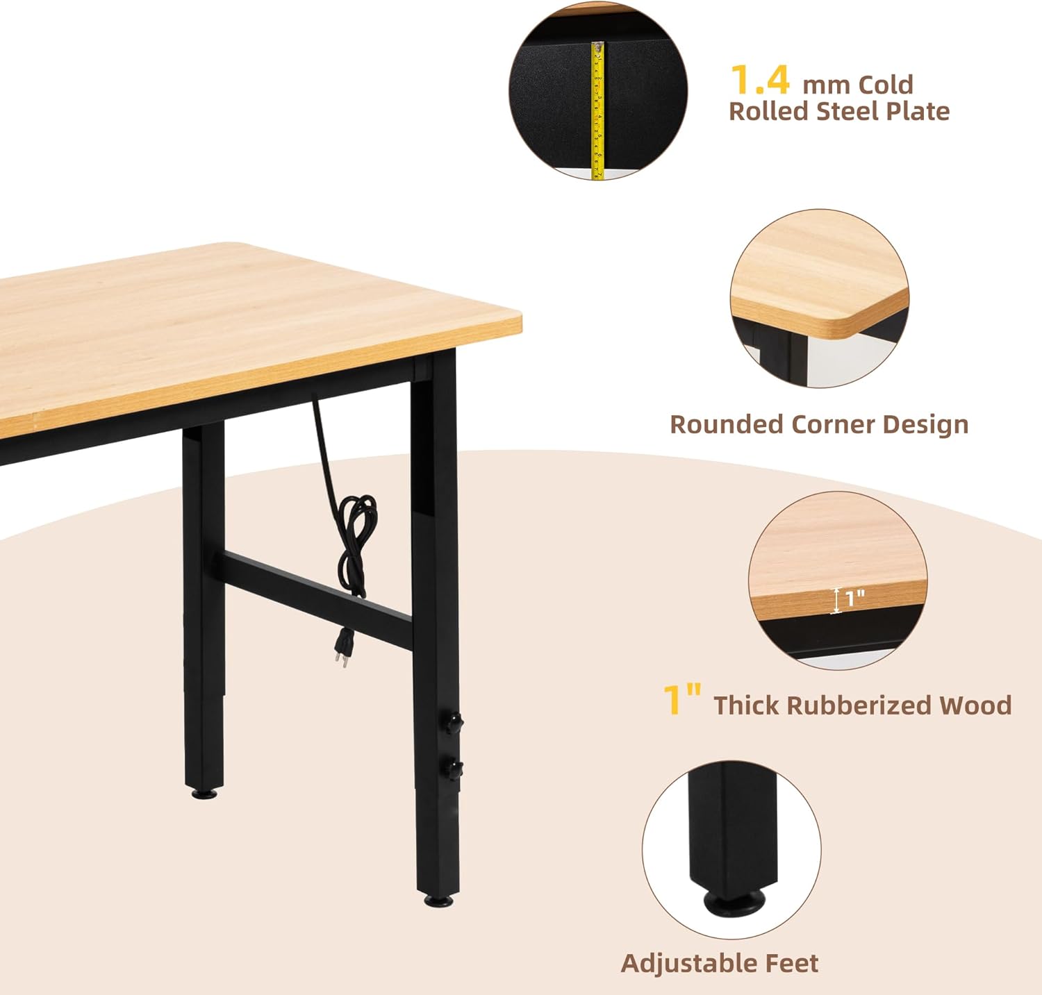 Adjustable Workbench With Powe - Home Office Work Table avis et prix