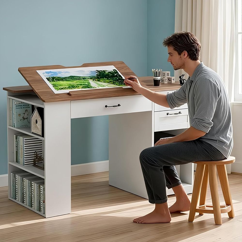 Adjustable Desk with Storage a - Home Office Free avis et prix