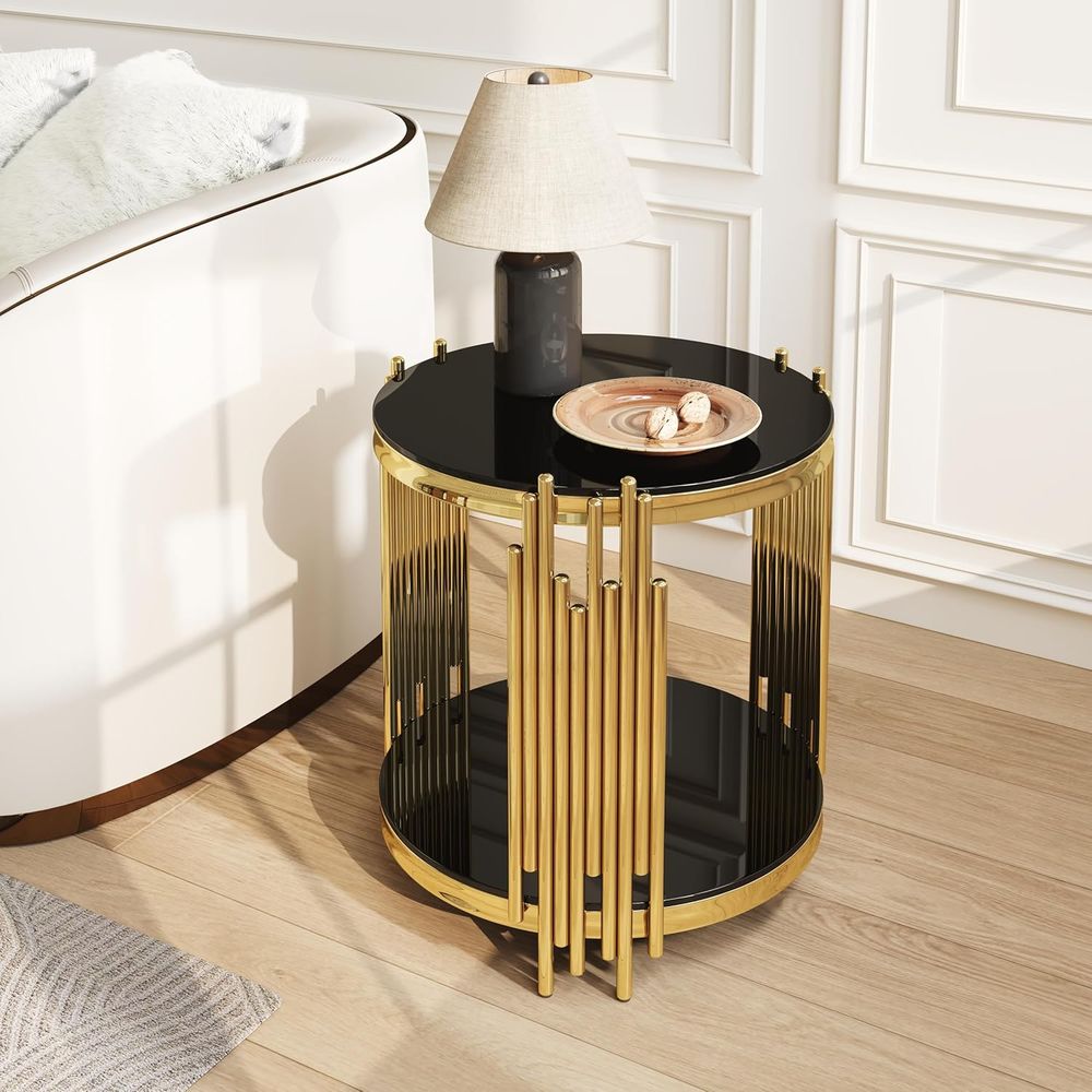 20 Two-Tier Gold Circle Glass  - Home Office For Two avis et prix