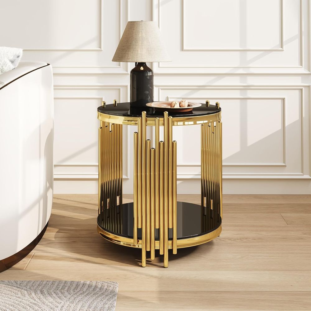 20 Two-Tier Gold Circle Glass  - Home Office For Two avis et prix