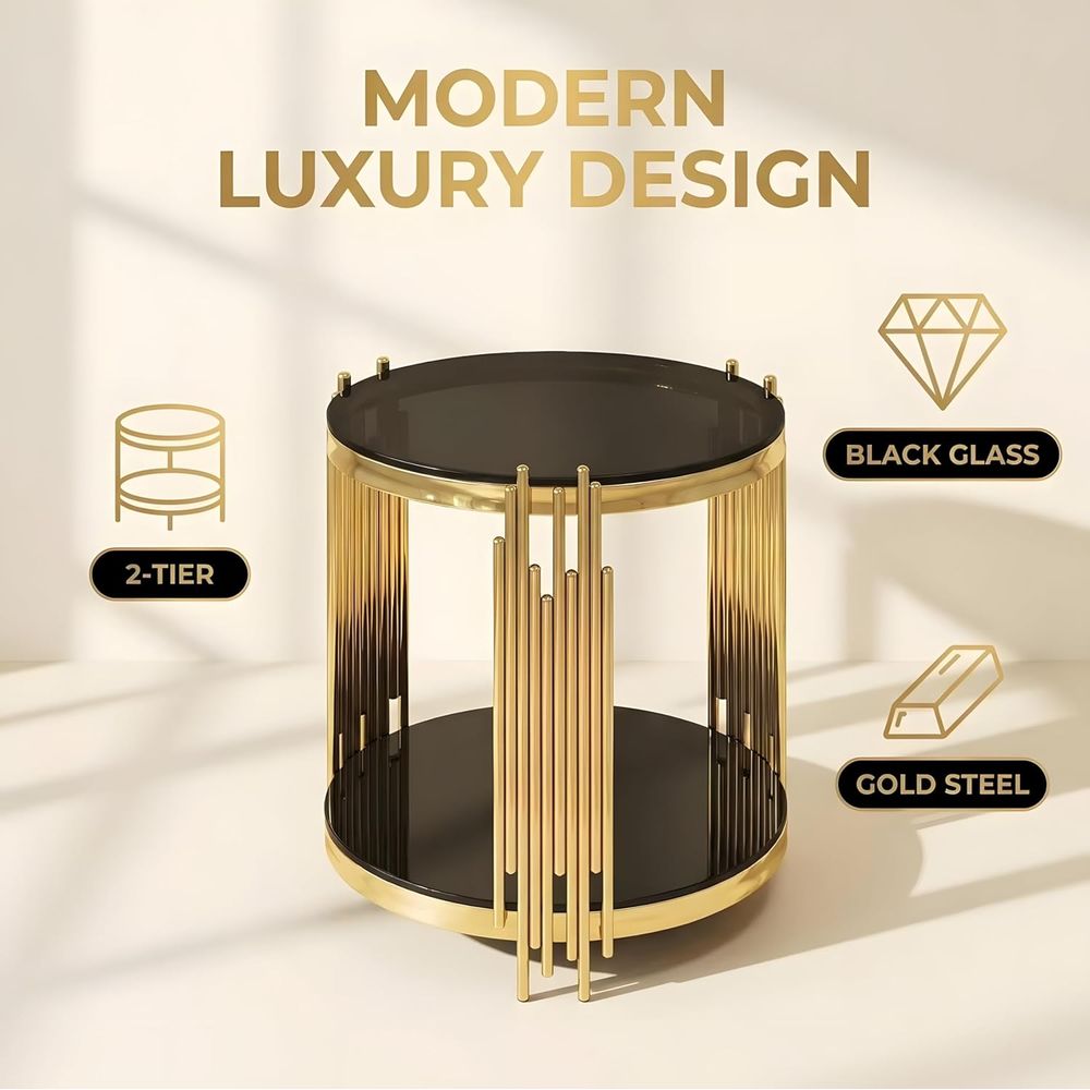 20 Two-Tier Gold Circle Glass  - Home Office For Two avis et prix