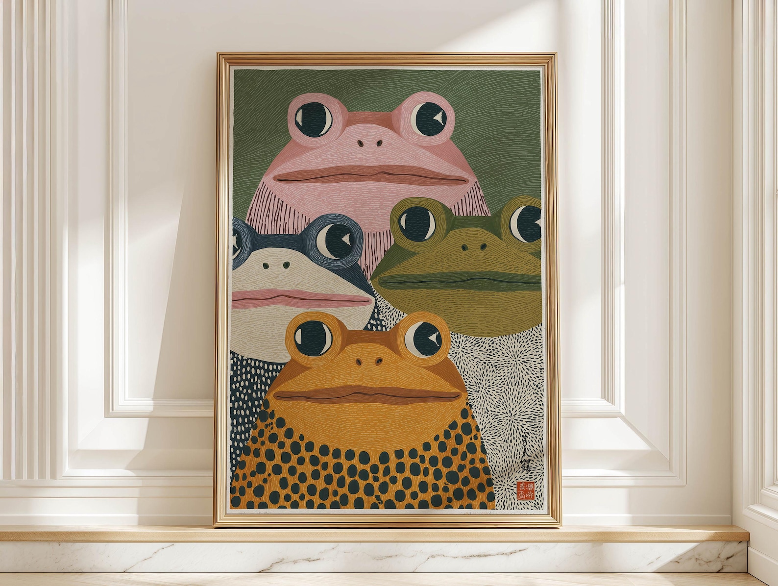 Modern Japanese Frog Art Print - Home Office Japandi avis et prix