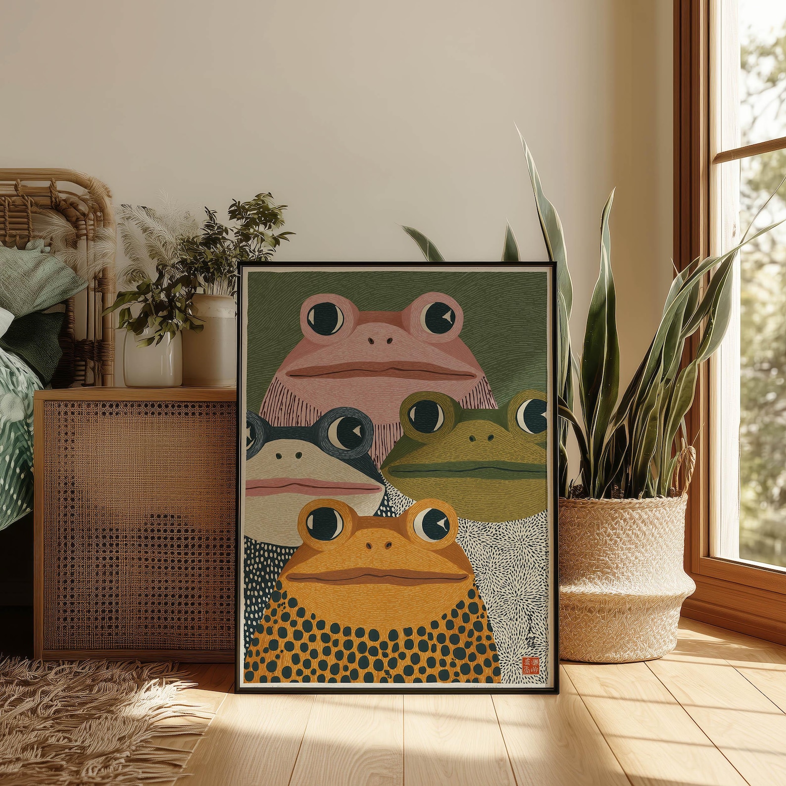 Modern Japanese Frog Art Print - Home Office Japandi avis et prix