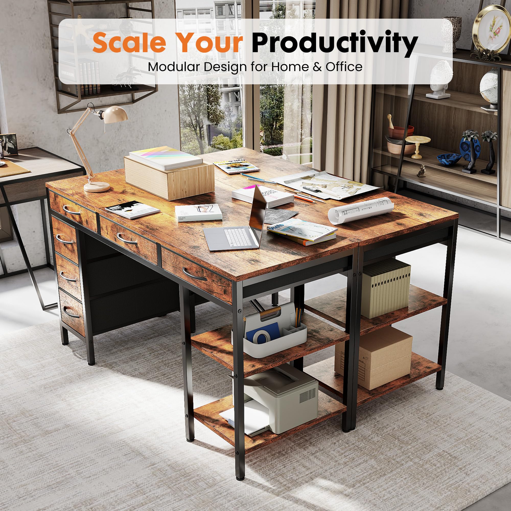 JHK 55 Inch Computer Desk with - Home Office Work Table avis et prix