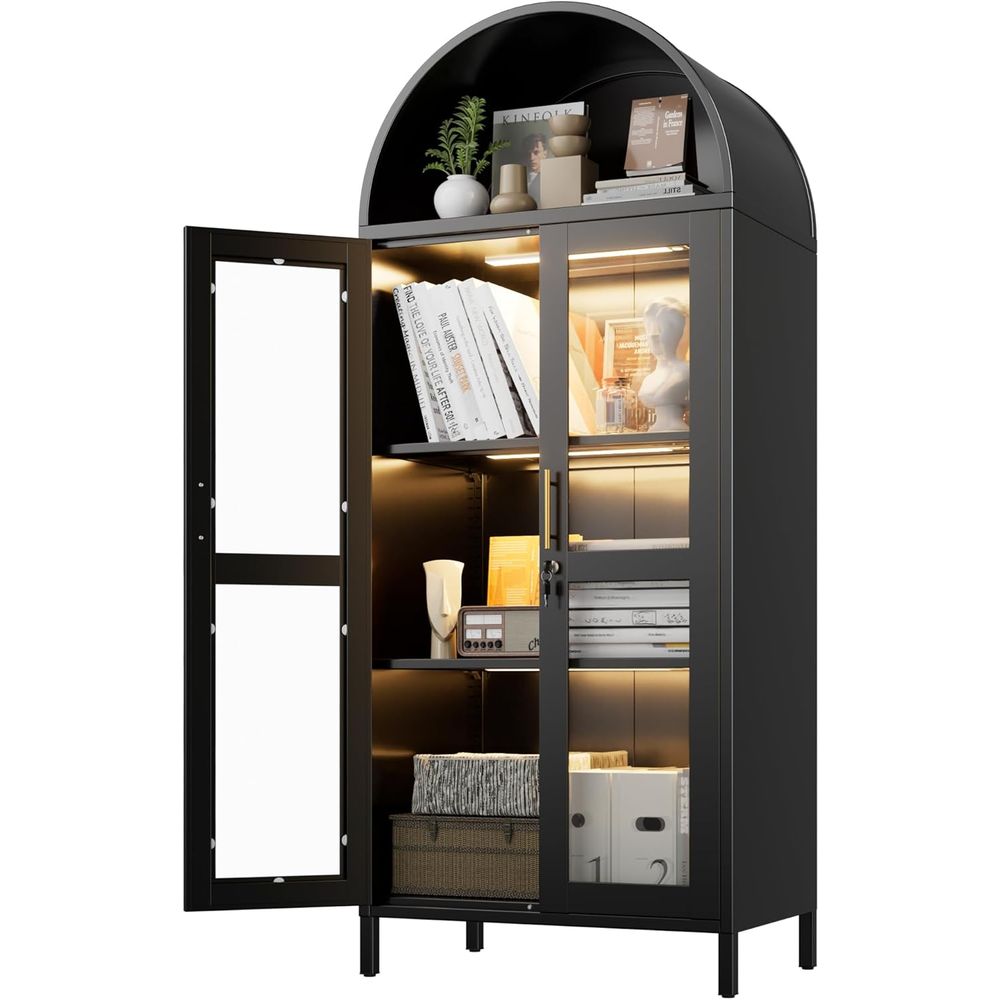 Arched Glass Display Cabinet w - Home Office Free avis et prix