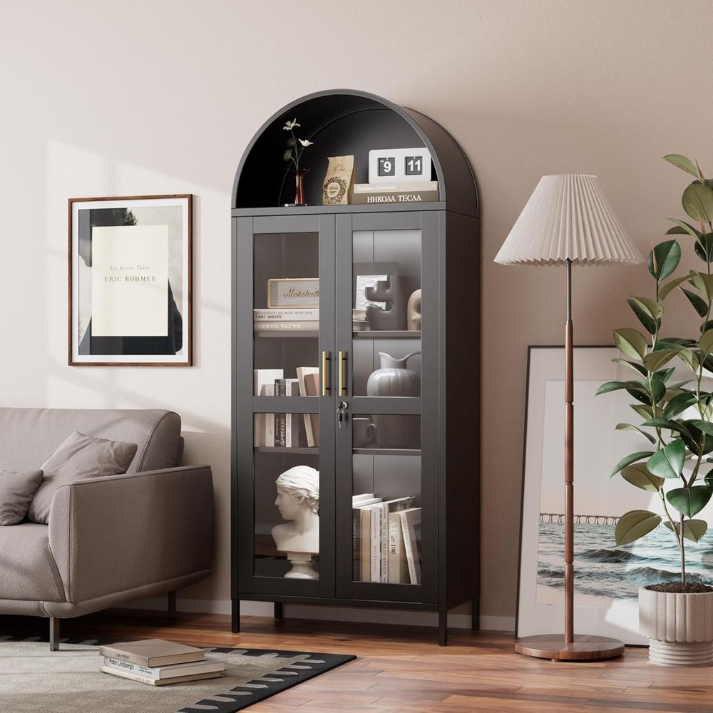 Arched Glass Display Cabinet w - Home Office Free avis et prix