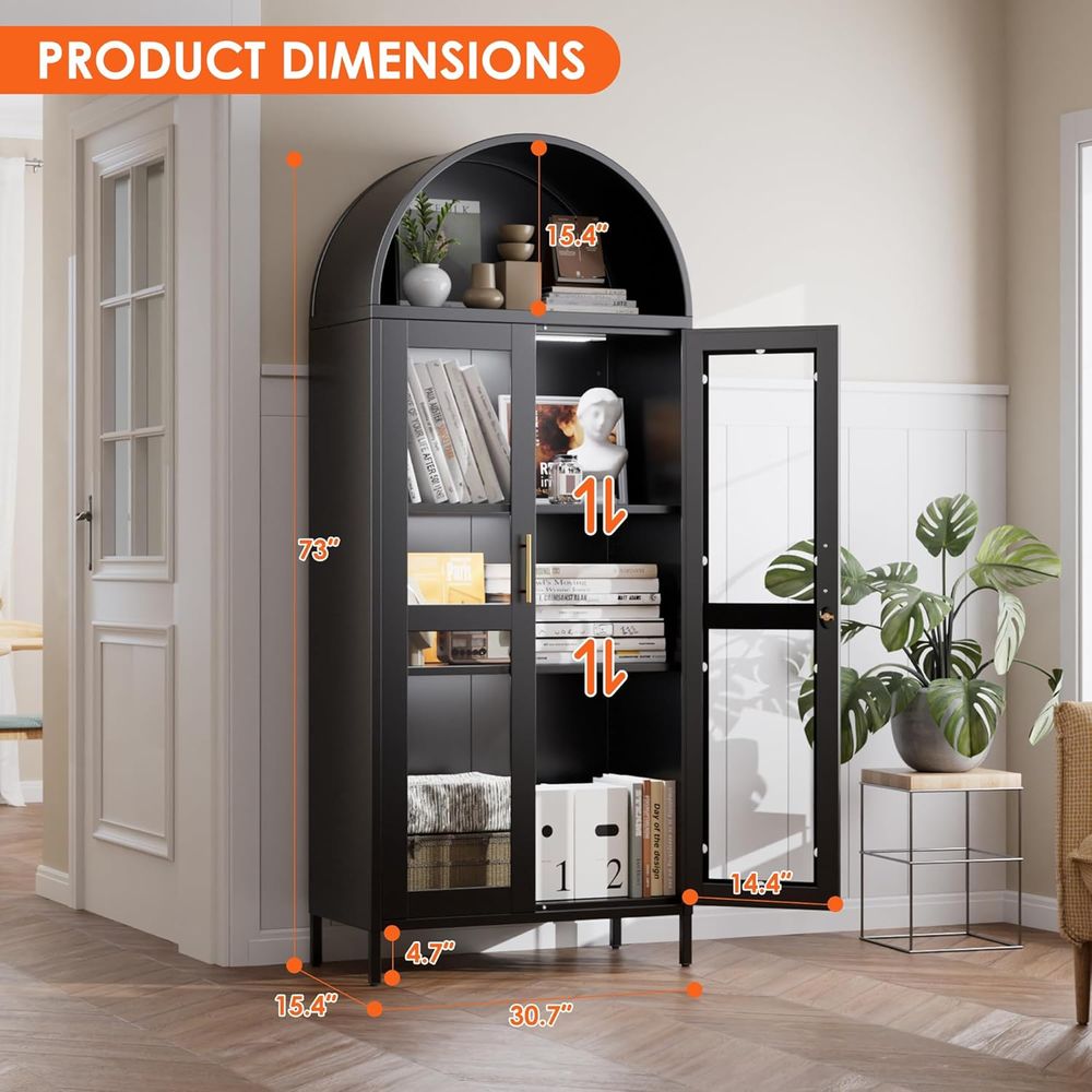 Arched Glass Display Cabinet w - Home Office Free avis et prix