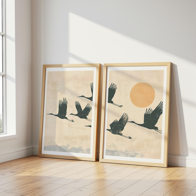 2pcs Japandi Flying Cranes Wal - Home Office Japandi avis et prix