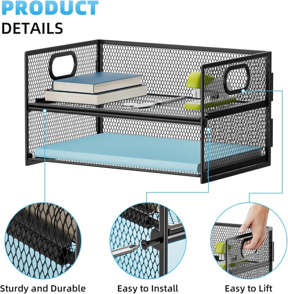 2 Tier Mesh Paper Organizer Le - Letter Tray Desk avis et prix