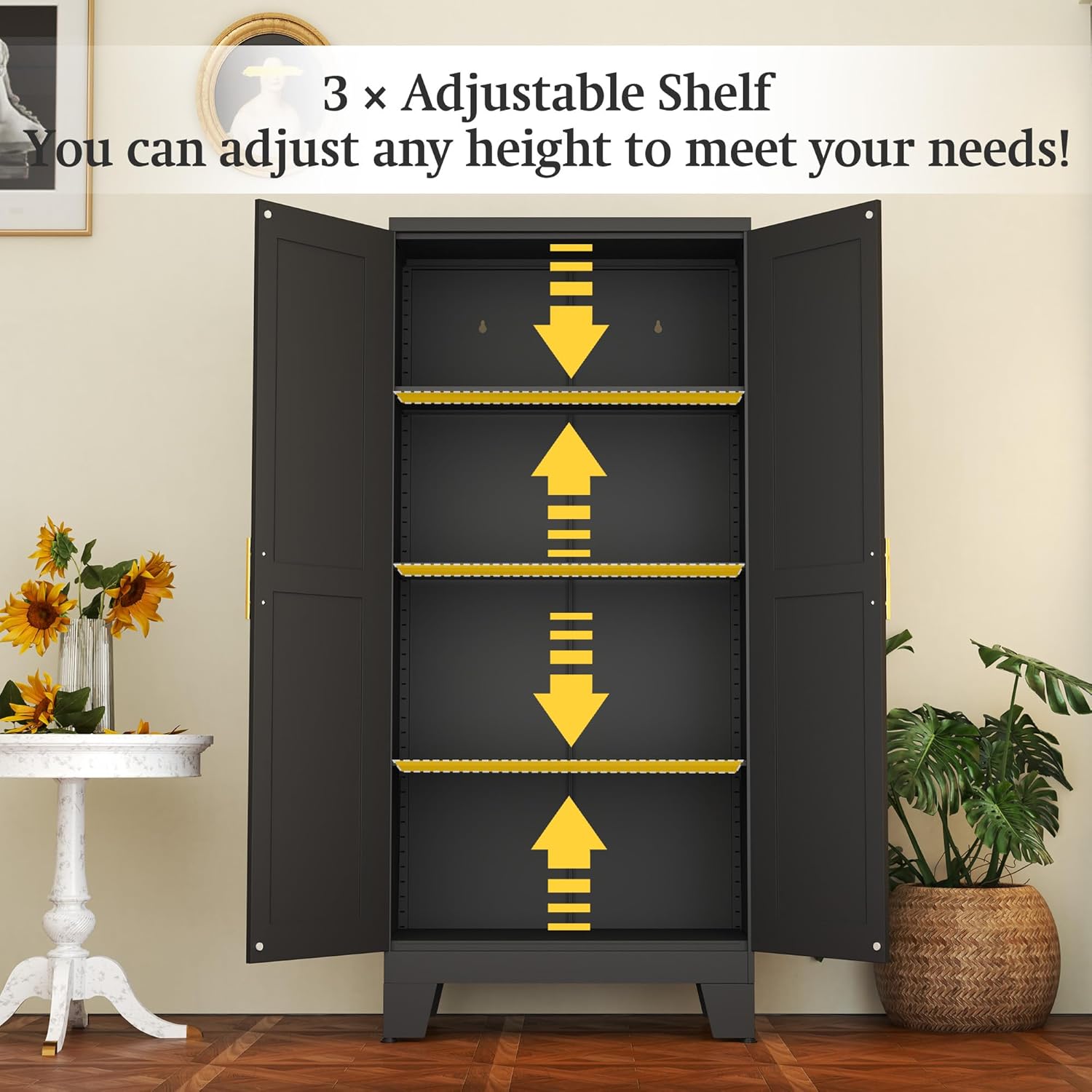 Black Metal Storage Cabinet, 6 - Home Office Shed avis et prix