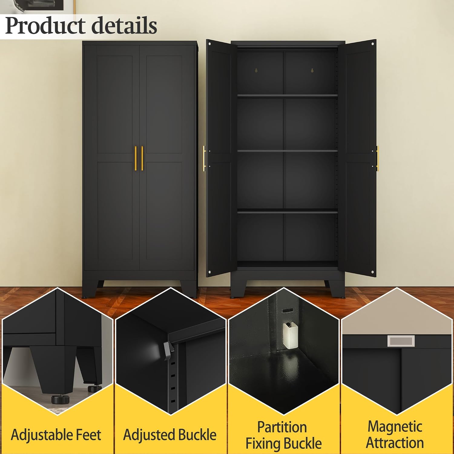 Black Metal Storage Cabinet, 6 - Home Office Shed avis et prix