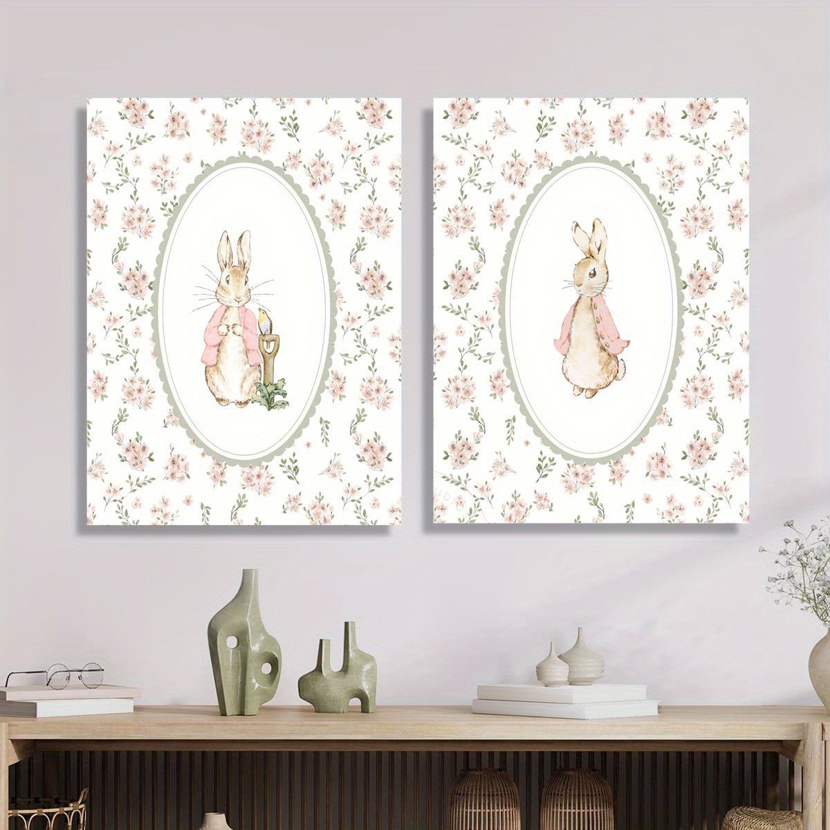 2pcs Retro Easter Rabbit Canva - Home Office For Two avis et prix