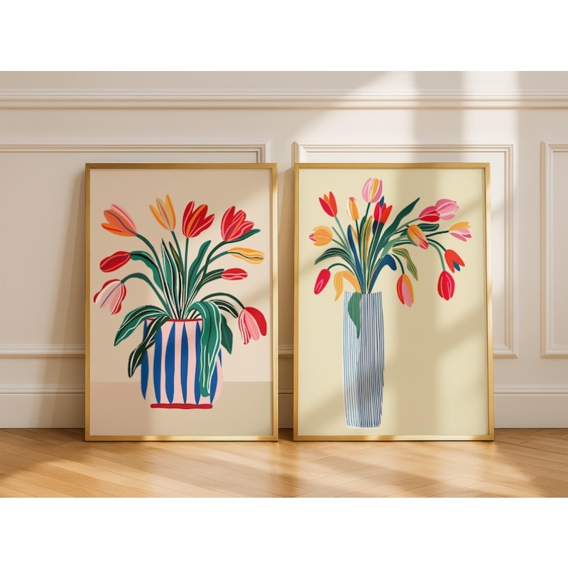 2pcs Tulip Flowers Canvas Wall - Home Office For Two avis et prix