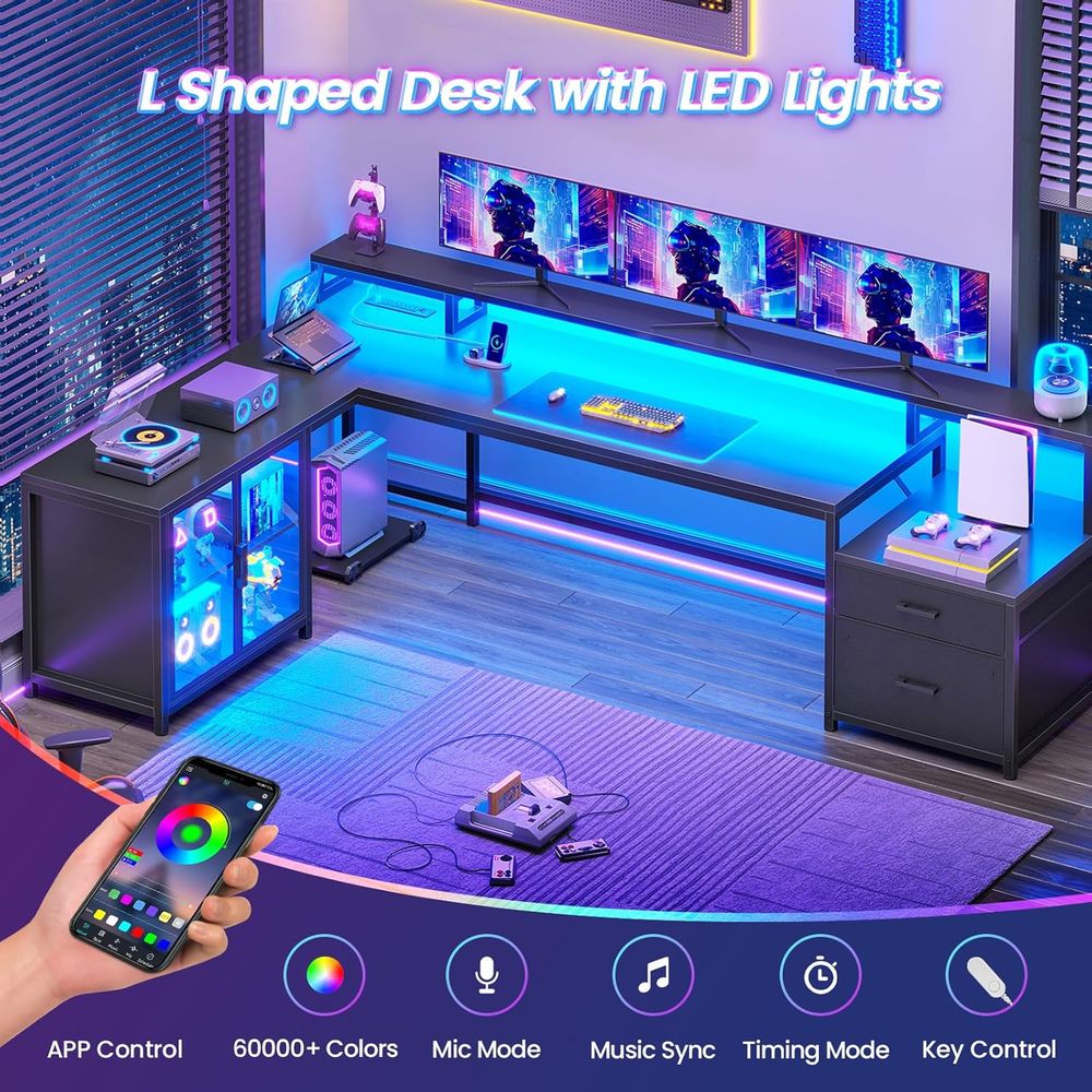 78.7 L-Shaped Gaming Desk with - Home Office Free avis et prix