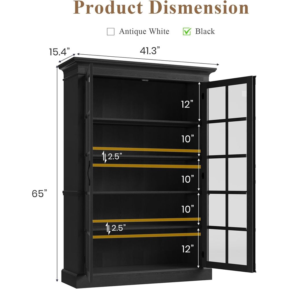 65 Tall Display Cabinet with A - Home Office Free avis et prix