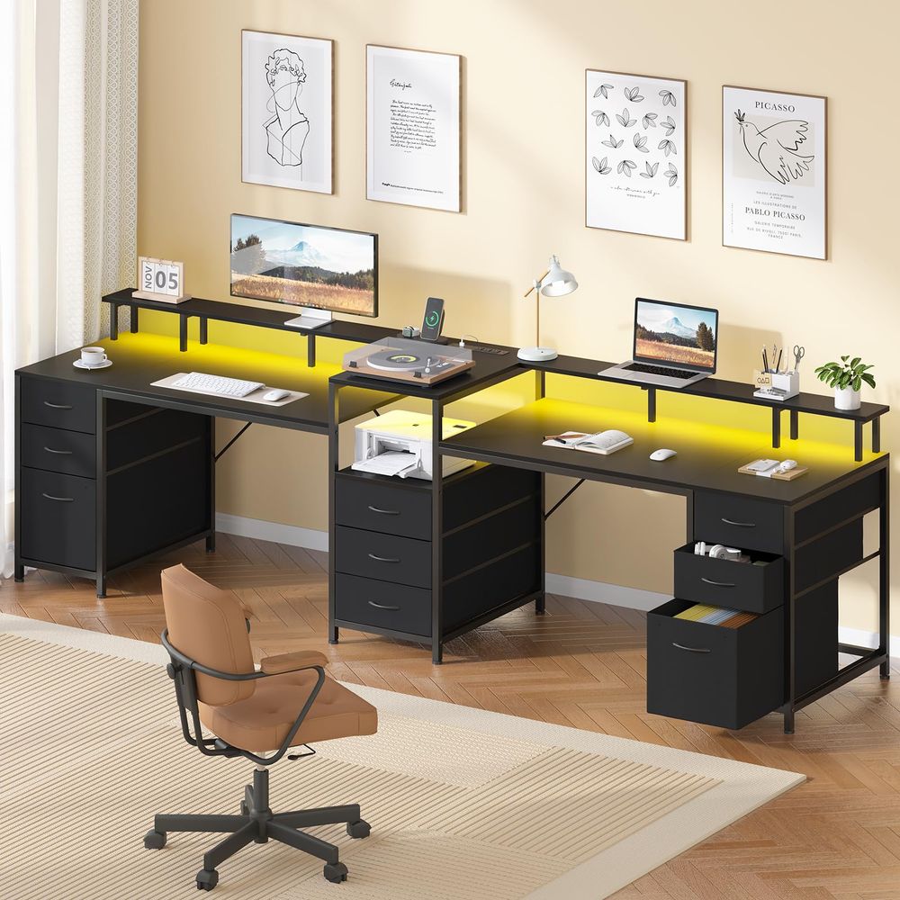 98.4 Long Computer Desk with 9 - Home Office For Two avis et prix
