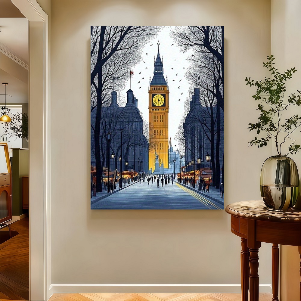 Framed London Streetscape Canv - Home Office Of London avis et prix
